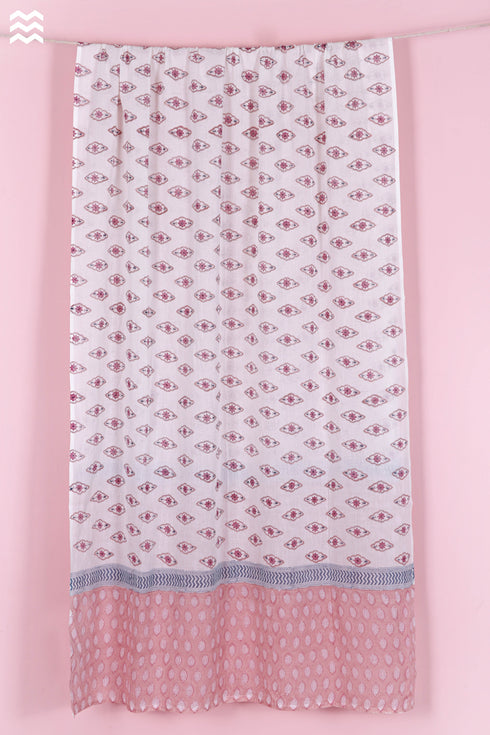 Mulmul Cotton Wrap In Floral Block Print