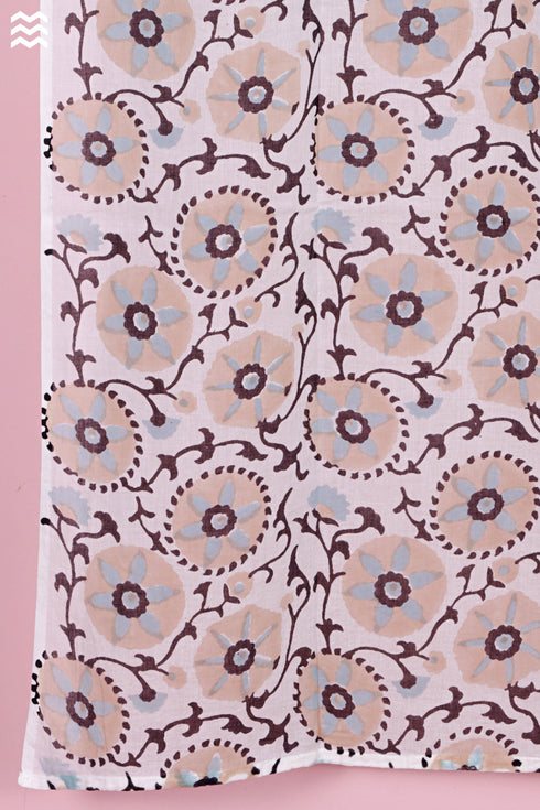 Mulmul Cotton Wrap In Floral Block Print