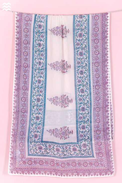 Mulmul Cotton Wrap In Floral Block Print