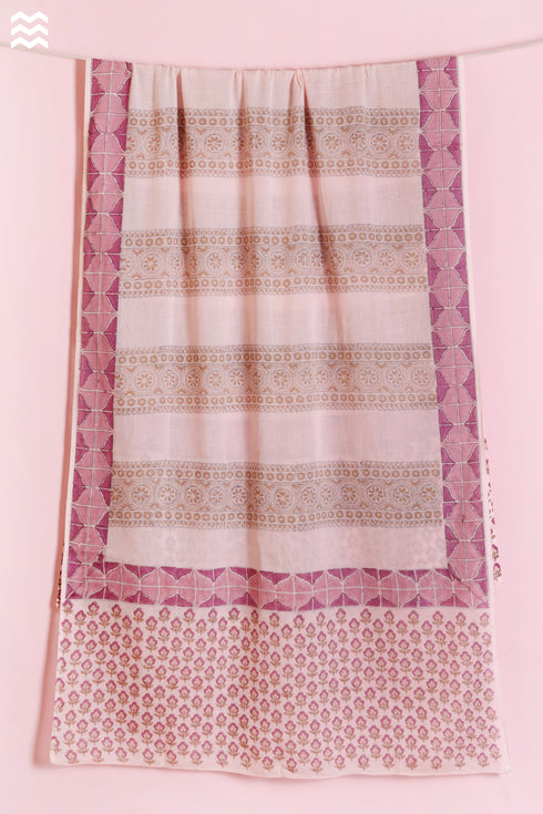Mulmul Cotton Pink-Beige Momo Wrap (Drapes)