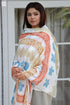 100% MulMul Cotton White Momo Wrap In Floral Block Print