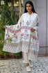 100% Mul Mul Cotton White Momo Wrap in Floral Block Print