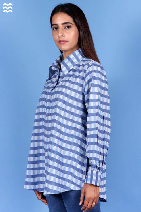 Slub Cotton Zoom Shirt In Check Block Print