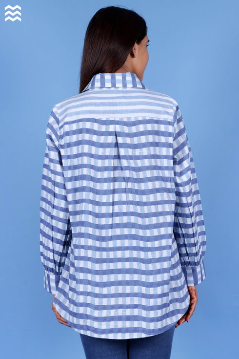 Slub Cotton Zoom Shirt In Check Block Print