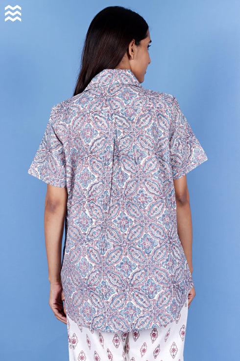 Slub Cotton Zoom Shirt In Block Print