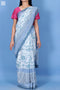 Mulmul Cotton Saree With Fall In Assorted Block Print