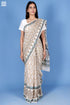 Mulmul Cotton Saree With Fall In Floral Block Print