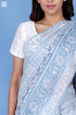 Mulmul Cotton Saree With Fall In Block Print