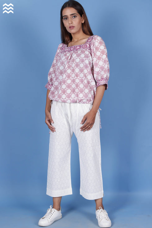 Slub Cotton Tommy Top In Floral Block Print