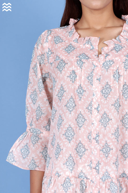 Mulmul Cotton Betty Top In Block Print