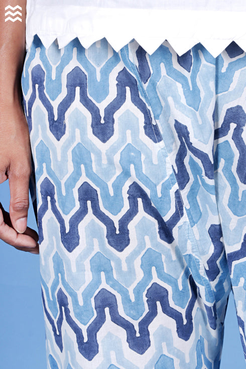 Cambric Cotton Van Pant With Block Print