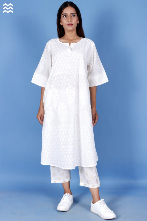 Slub Cotton Uma Top In Block Print