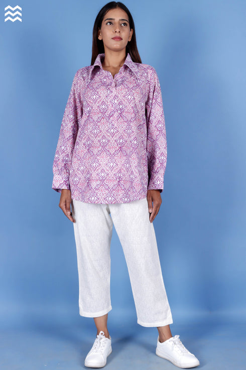 Slub Cotton Zoom Shirt In Block Print