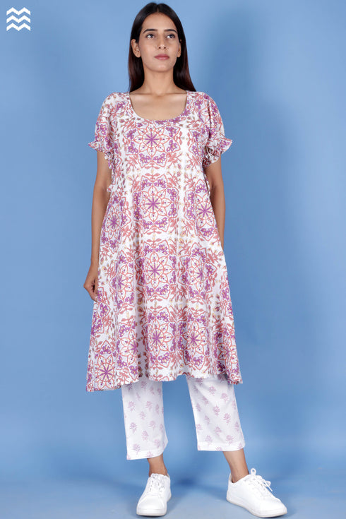 Cambric Cotton Co-Ord Set In Block Print