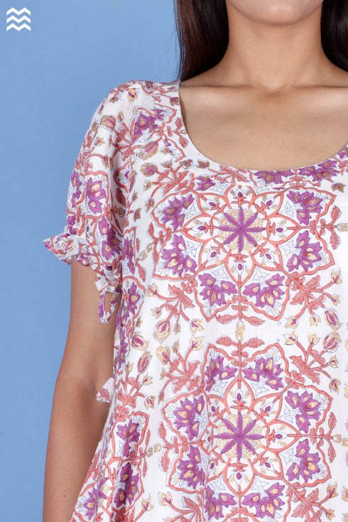 Cambric Cotton Co-Ord Set In Block Print