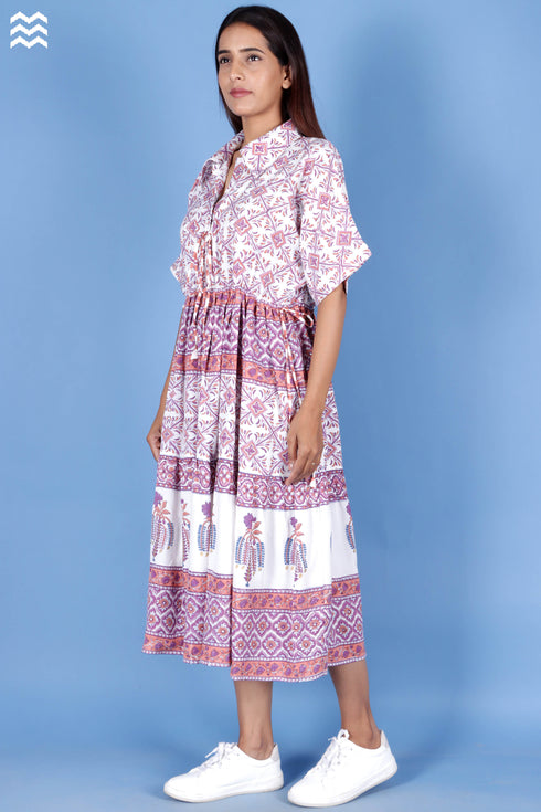 Rayon Abbey Dress In Block Print