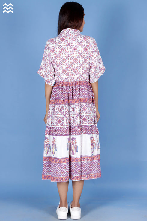 Rayon Abbey Dress In Block Print