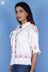Slub Cotton Stan Shrug With Chikankari Embroidery