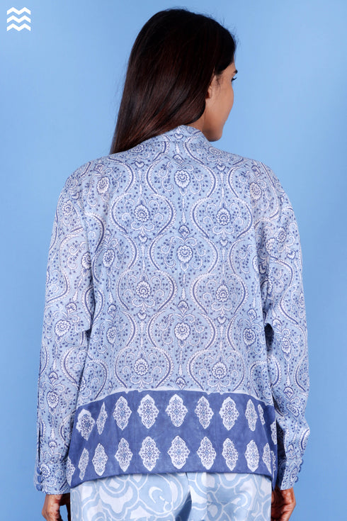 Mullmul Cotton Patricia Top In Block Print