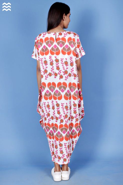 Crepe Cotton Bobo Dress In Block Print
