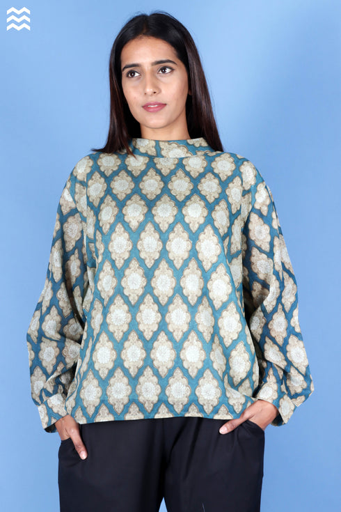 Mulmul Cotton Patricia Top In Block Print