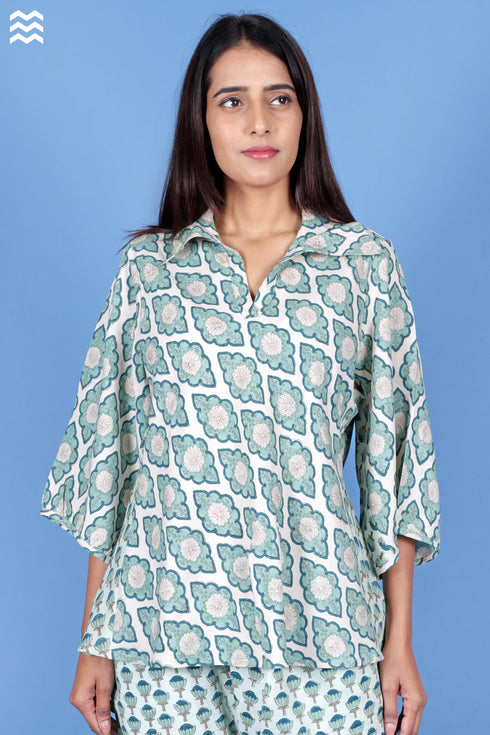 Rayon Skirt Top in Block Print