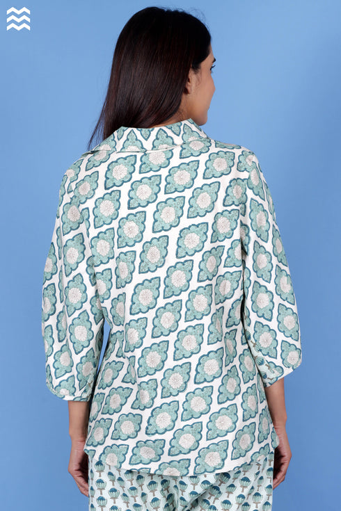 Rayon Skirt Top in Block Print