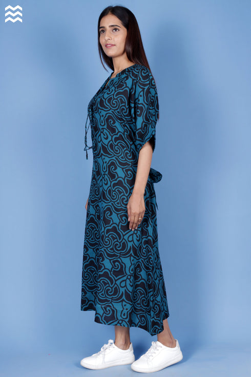 Mulmul Cotton Abbey Dress In Graphic Print