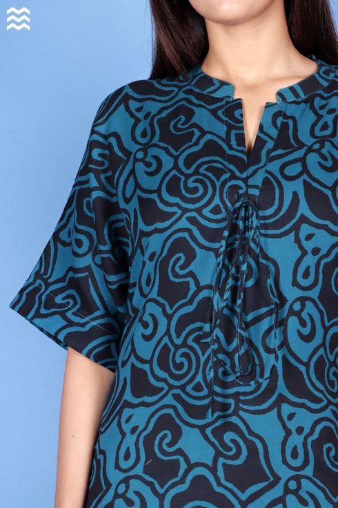 Mulmul Cotton Abbey Dress In Graphic Print