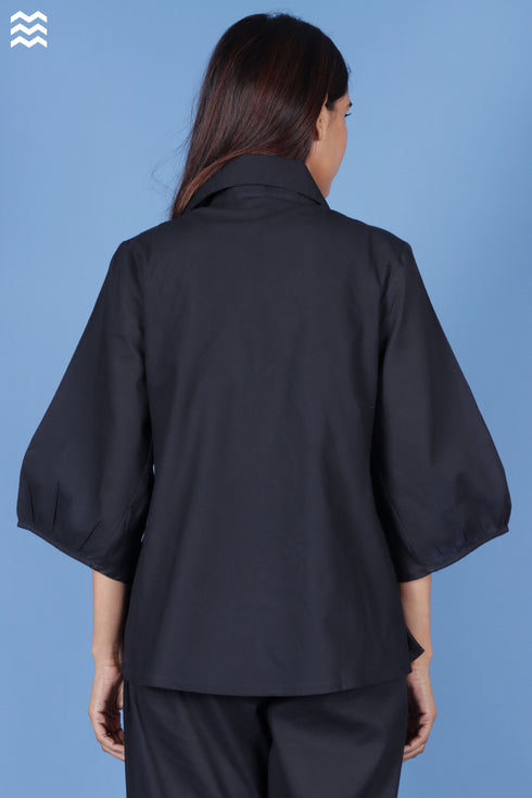 Cambric Cotton Skirt Top in Black