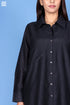 Cotton Silk Long Boyfriend Shirt In Black
