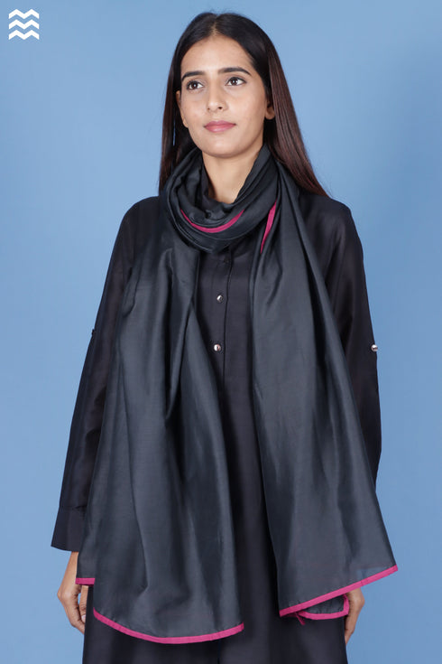 Cotton Silk Arya Wrap In Black