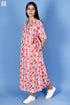 Slub Cotton Long Wrap Dress In Graphic Block Print