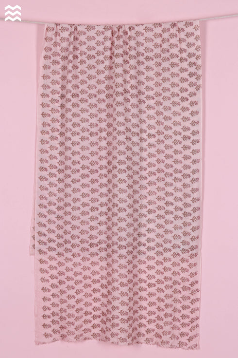 Wool Stole In Floral Block Print