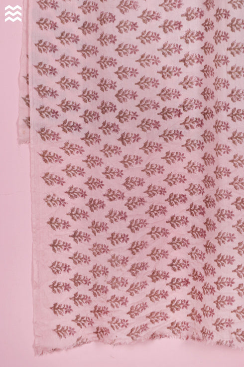 Wool Stole In Floral Block Print