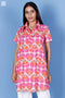 Cambric Cotton Zoom Dress In Graphic Block Print