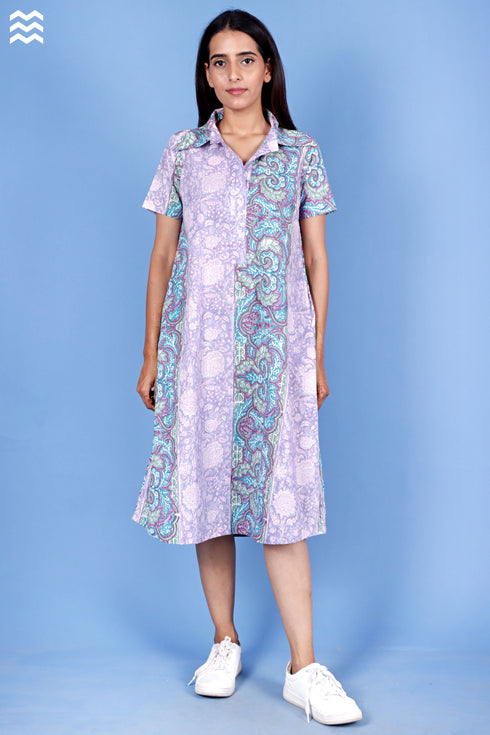 Cambric Cotton Zoom Dress In Block Print