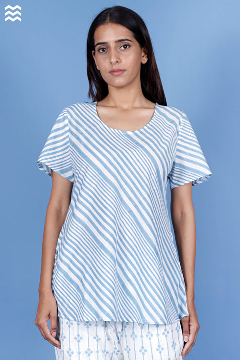 Cambric Cotton TRR Top In Floral Block Print