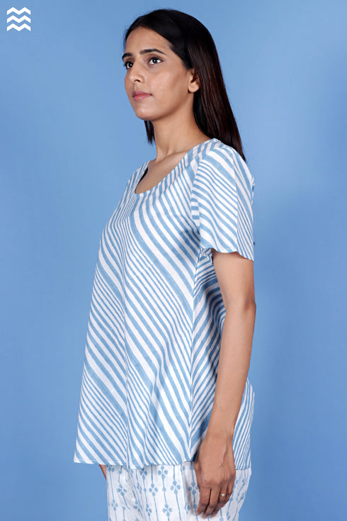 Cambric Cotton TRR Top In Floral Block Print