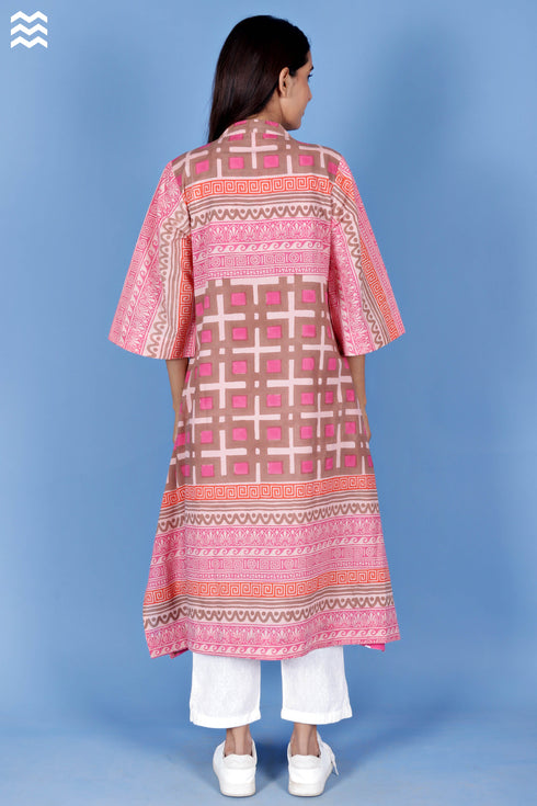 Cambric Cotton Mai Tai Top In Graphic Block Print