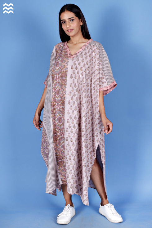 Rayon Milos Caftan In Block Print
