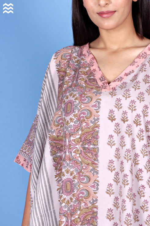 Rayon Milos Caftan In Block Print