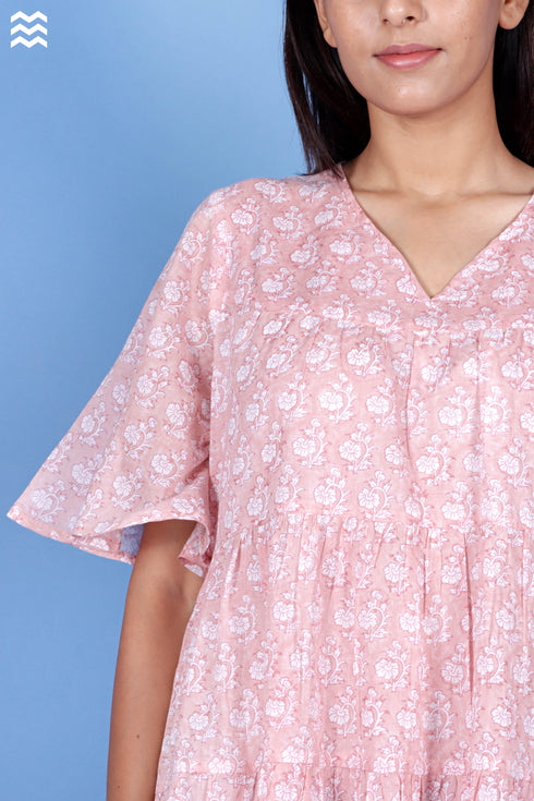 Mulmul Cotton Runway Dress In Block Print