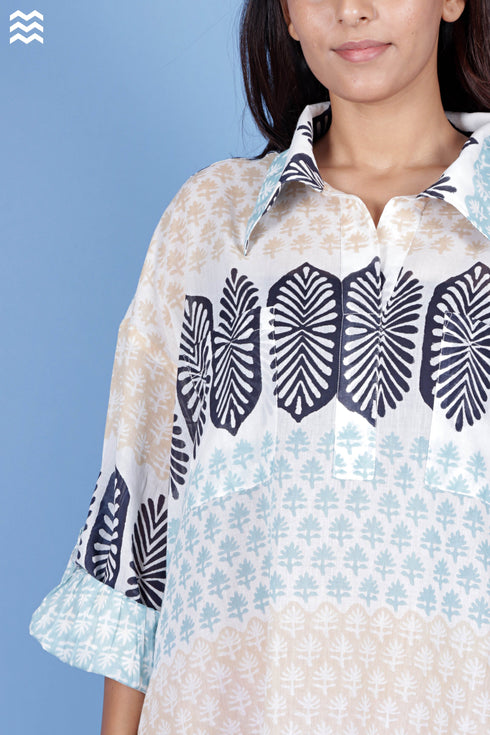 Mulmul Cotton Beach Dress In Block Print