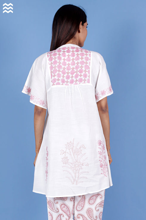 Slub Cotton Butterfly Top With Chikankari Embroidery