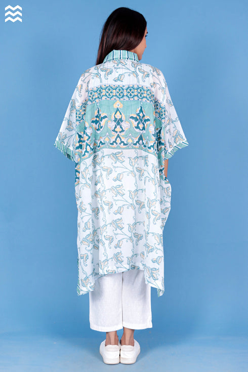 Mulmul Cotton Caftan In Assorted Block Print