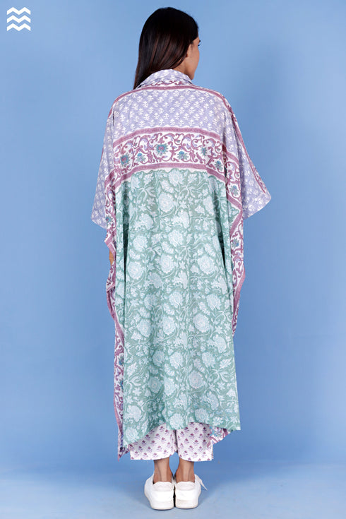Mulmul Cotton Midi Caftan In Block Print