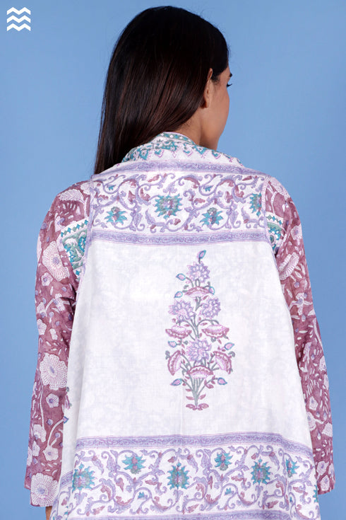 Mulmul Cotton Percy Overlay Jacket In Block Print