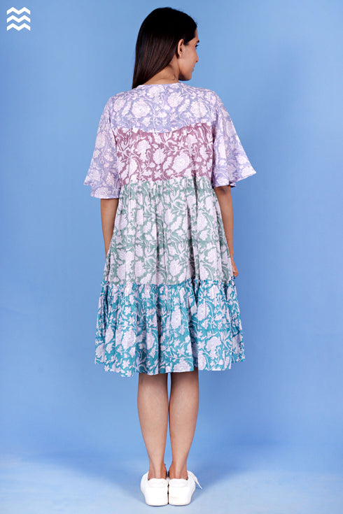 Mulmul Cotton Runway Dress In Block Print