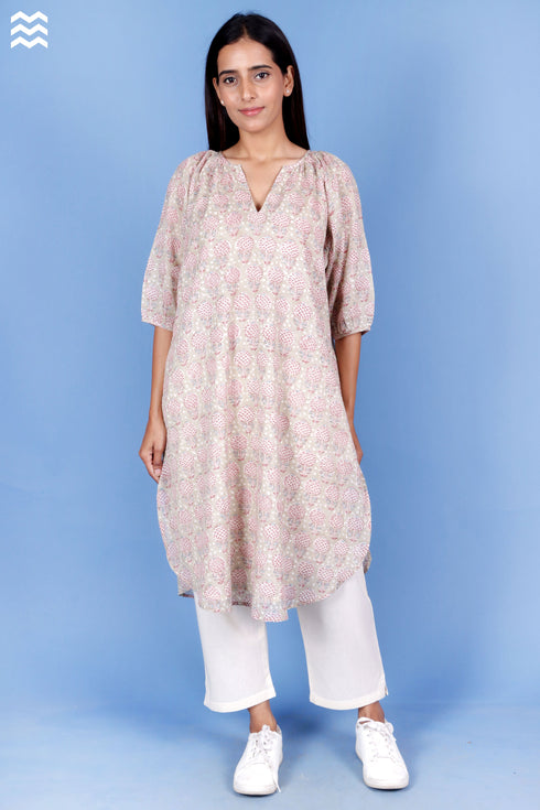 Mulmul Cotton Milan Dress In Floral Block Print